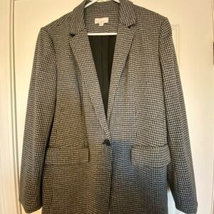 LOFT Classic Black and Gray Houndstooth Women's Blazer. Size 14